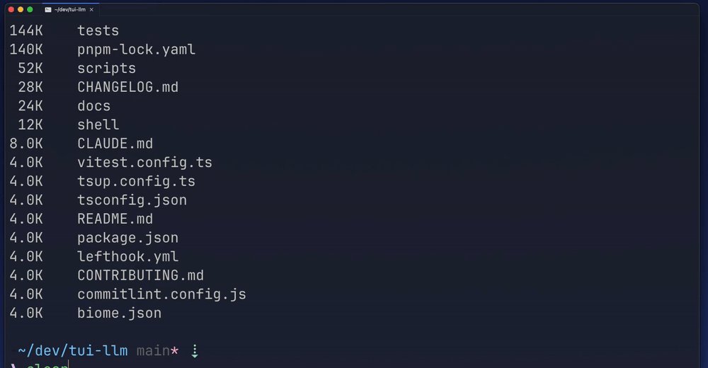 Terminal output listing files and directories sorted by size